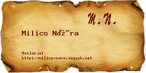 Milics Nóra névjegykártya