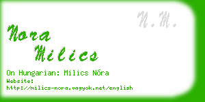 nora milics business card